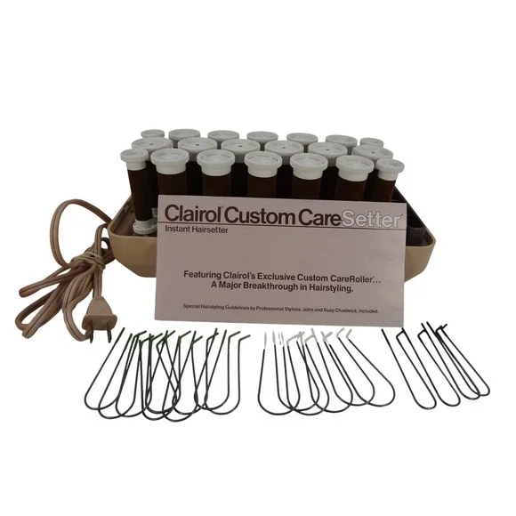 Vintage Clairol Custom CareSetter Electric Hot Rollers 20 Velvet Flocked Set - Picture 3 of 4